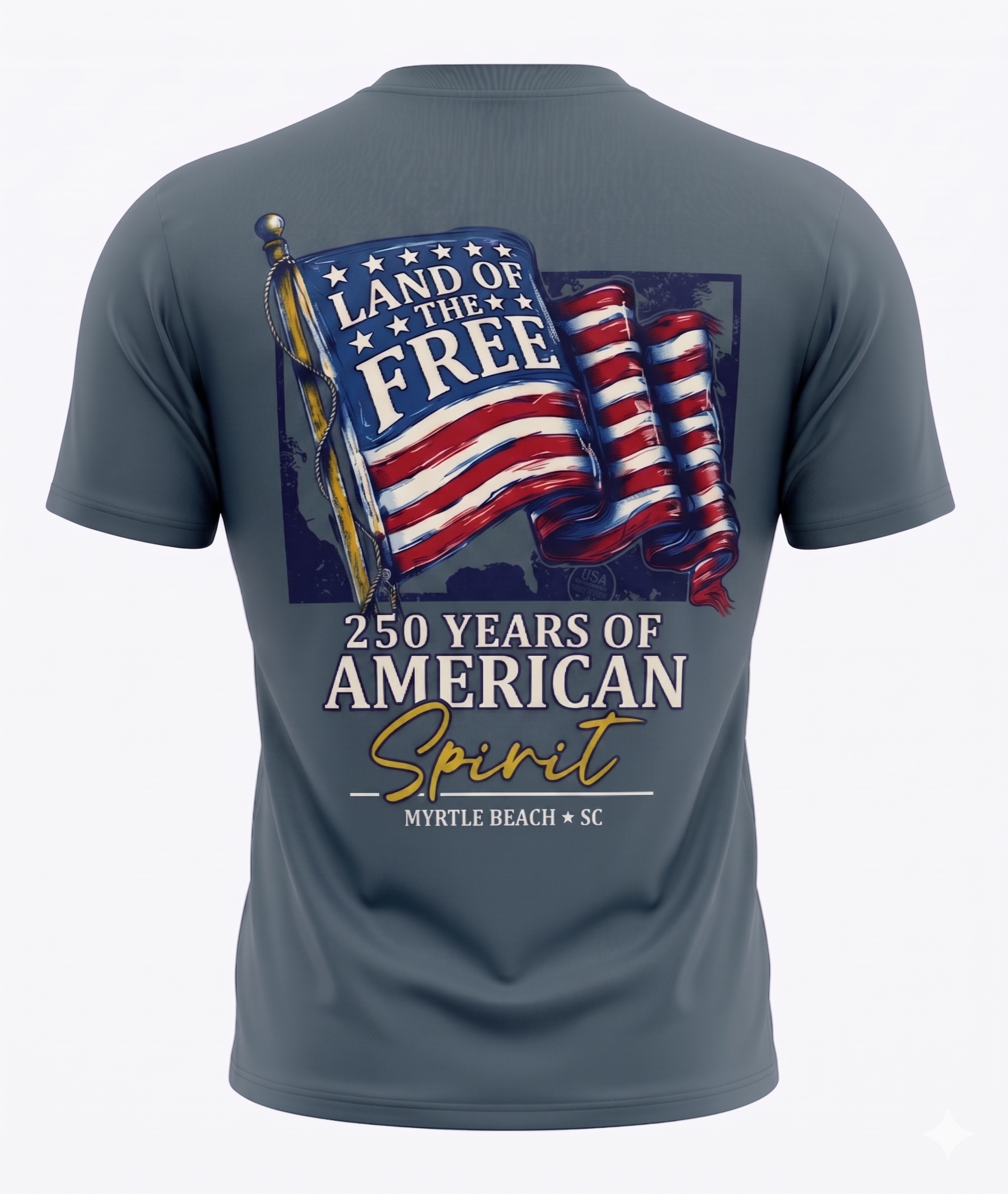 Indigo Printed Solid AK T-Shirt Myrtle Beach , Land Of The Free-USA