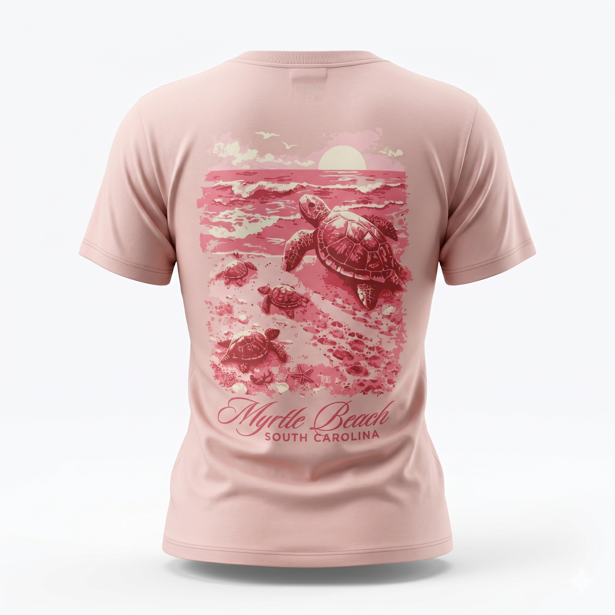 Light Pink Printed Solid AK T-Shirt Myrtle Beach , Turtle Beach-DECO