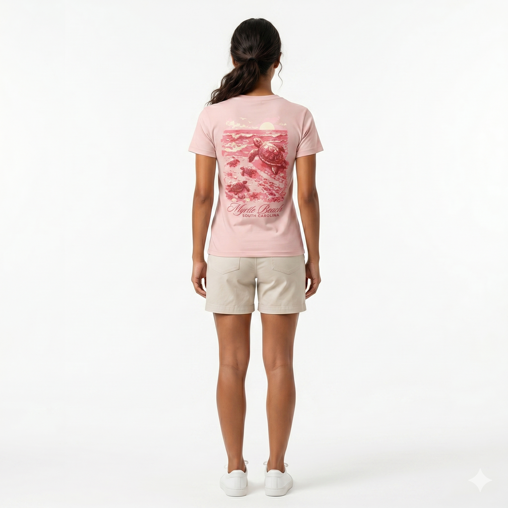 Light Pink Printed Solid AK T-Shirt Myrtle Beach , Turtle Beach-DECO