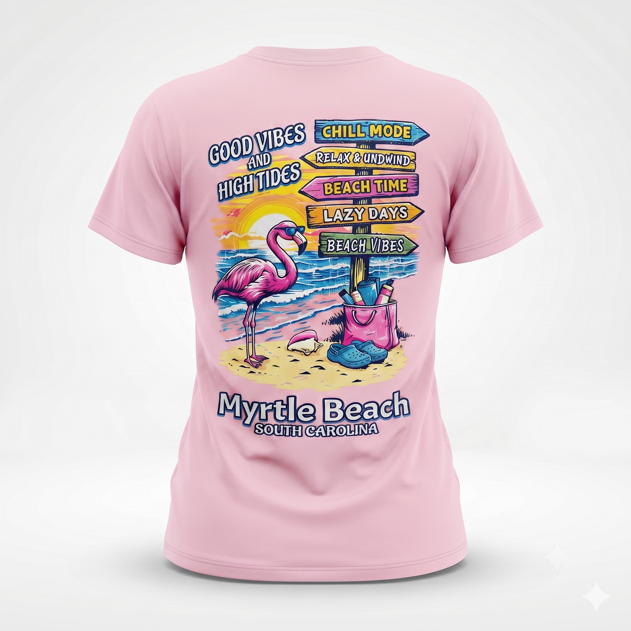Light Pink T-Shirt Printed Solid AK Myrtle Beach, TS06