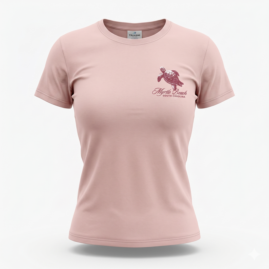 Light Pink Printed Solid AK T-Shirt Myrtle Beach , Turtle Beach-DECO