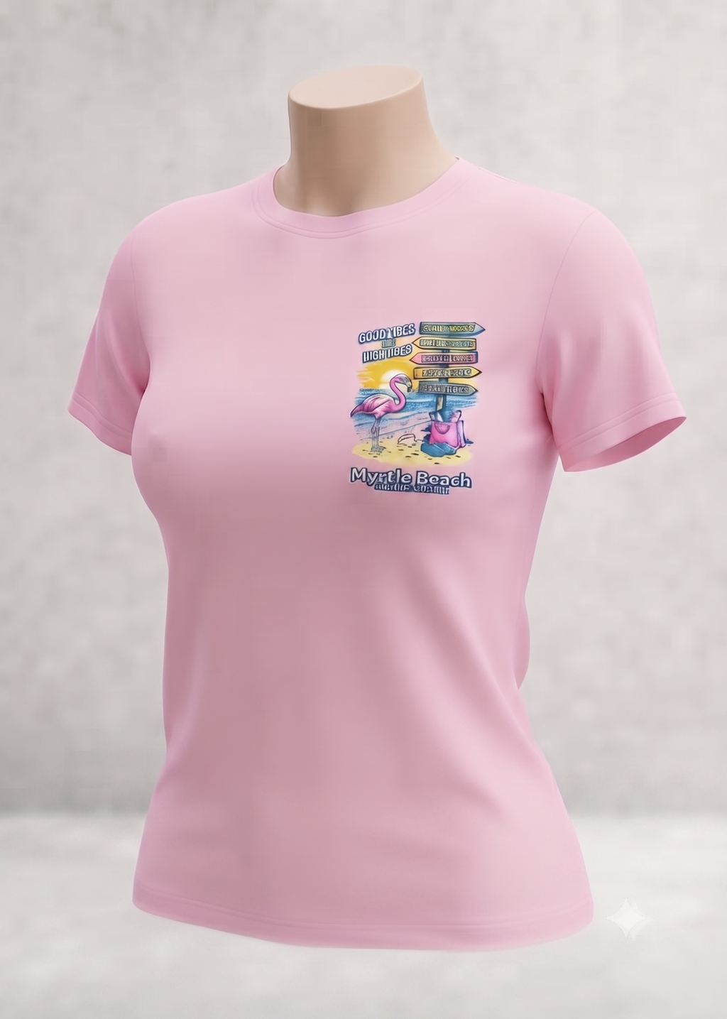 Light Pink T-Shirt Printed Solid AK Myrtle Beach, TS06