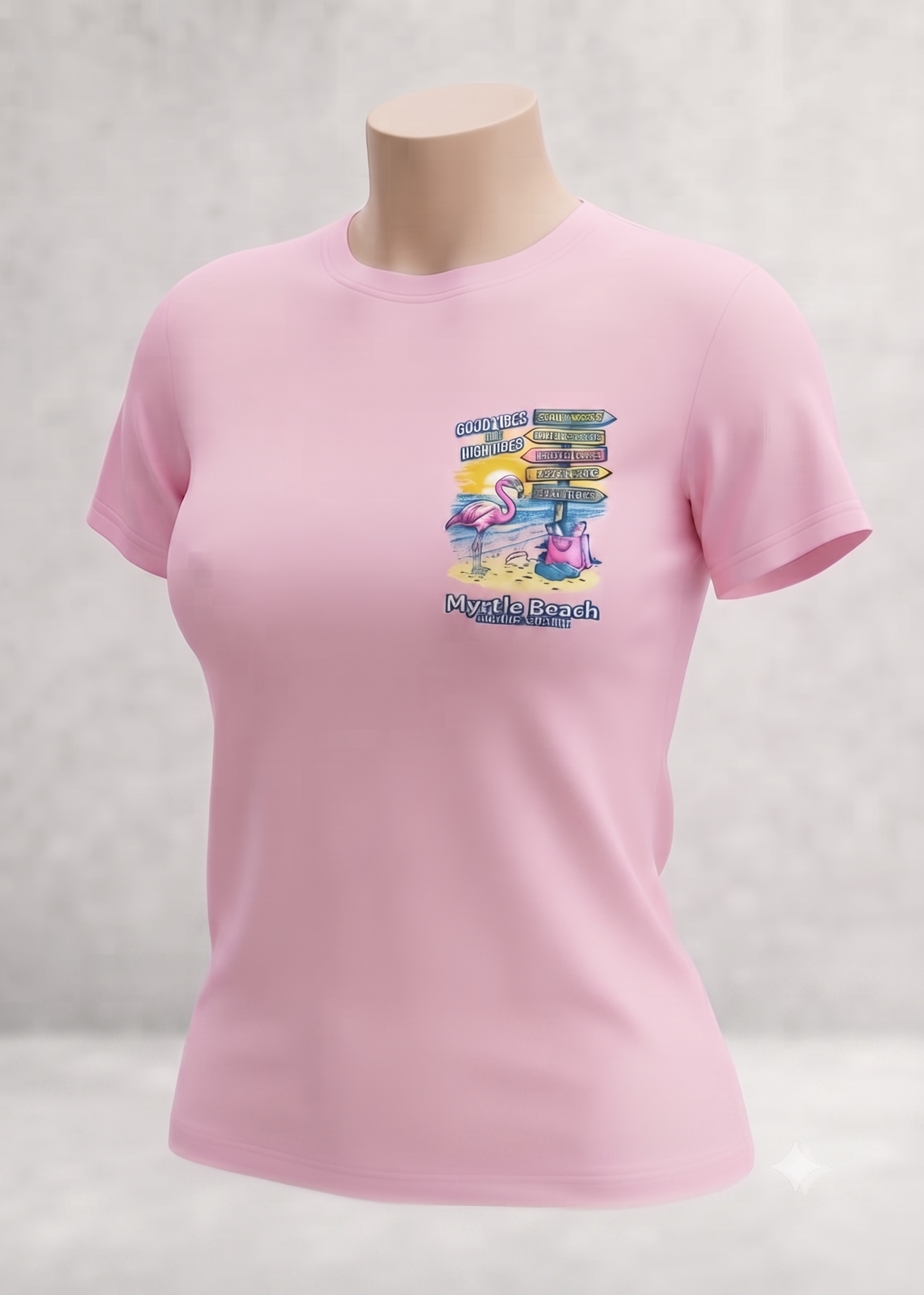 Light Pink T-Shirt Printed Solid AK Myrtle Beach, TS06