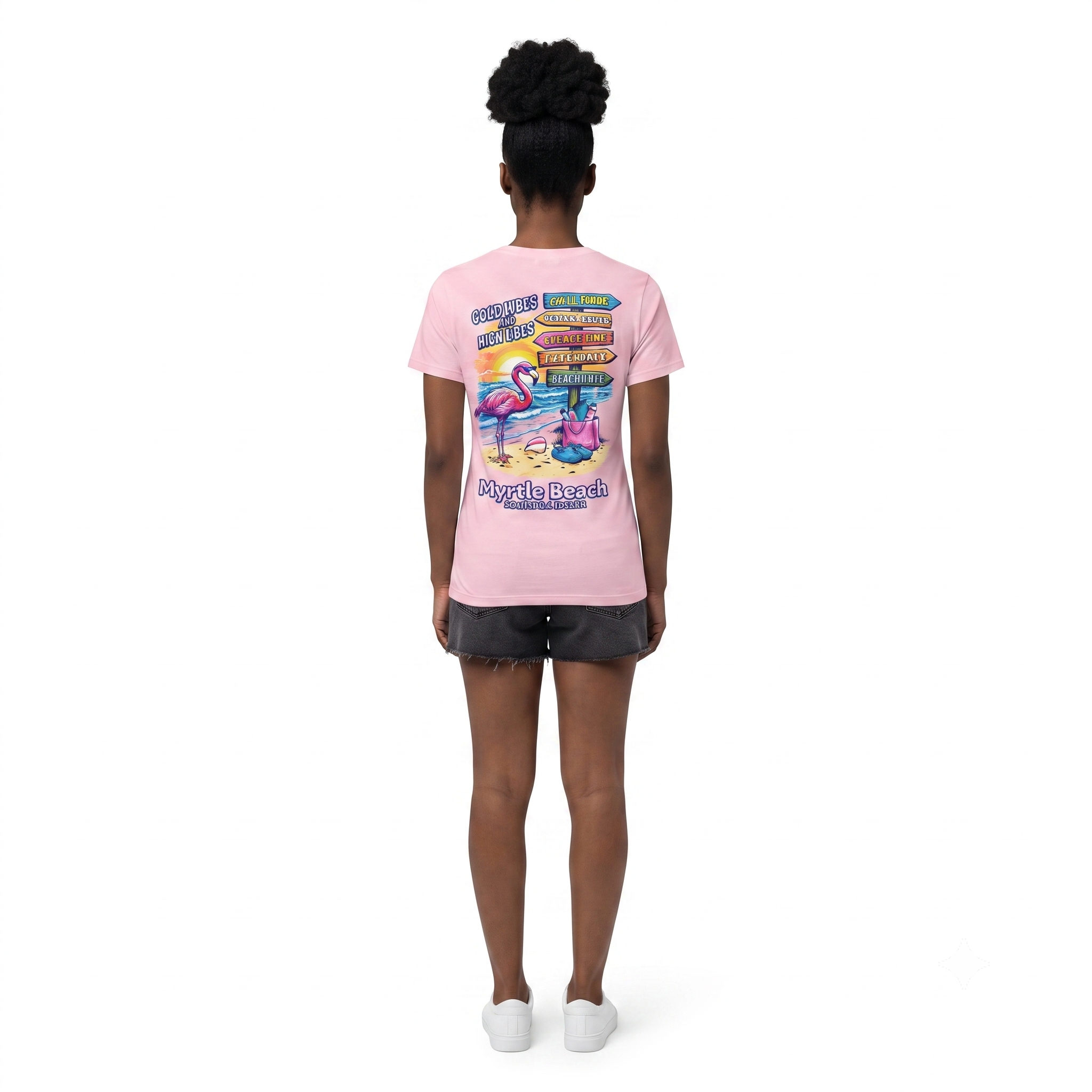 Light Pink T-Shirt Printed Solid AK Myrtle Beach, TS06