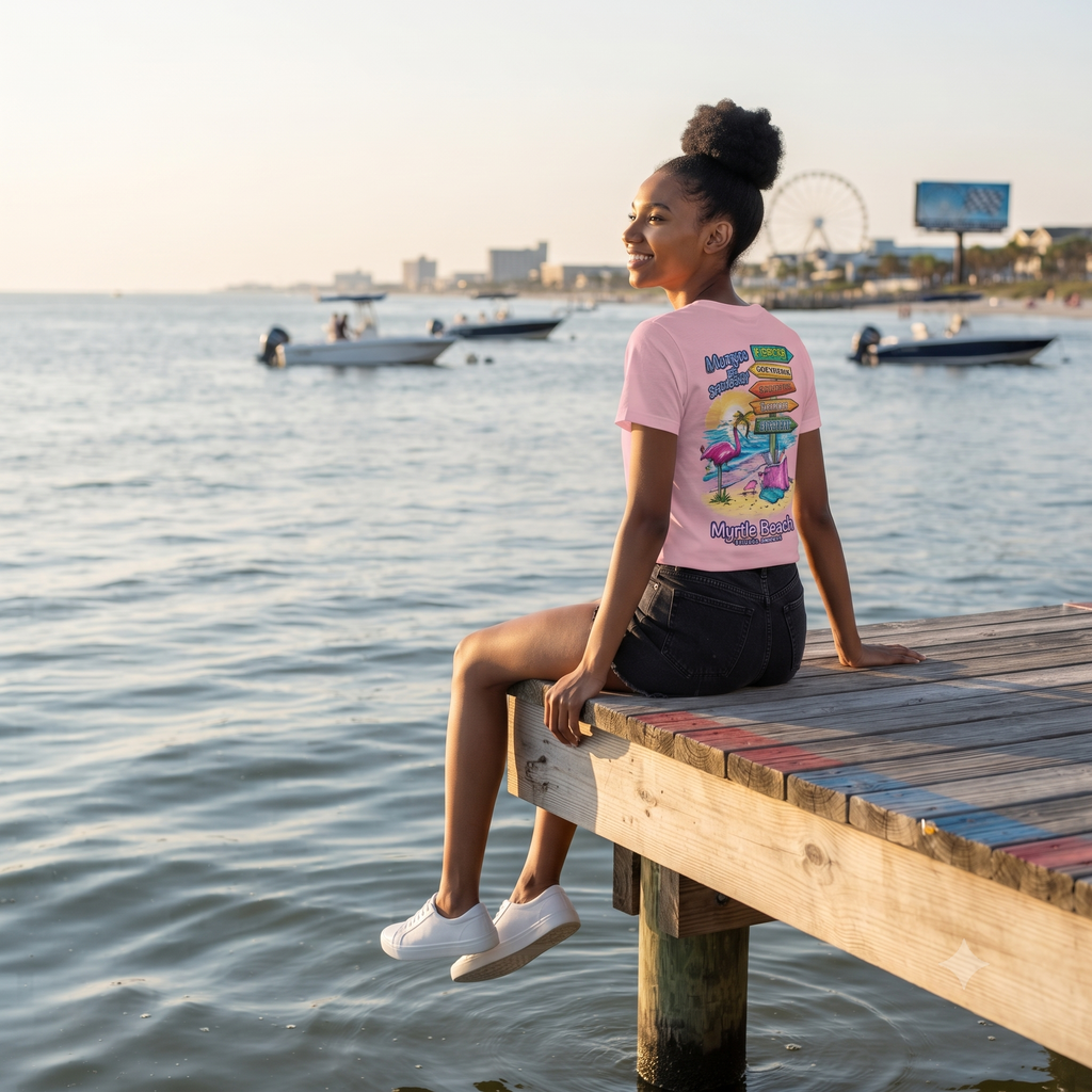 Light Pink T-Shirt Printed Solid AK Myrtle Beach, TS06