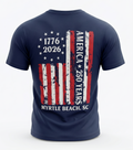Navy Printed Solid AK T-Shirt Myrtle Beach , 1776 Flag -USA