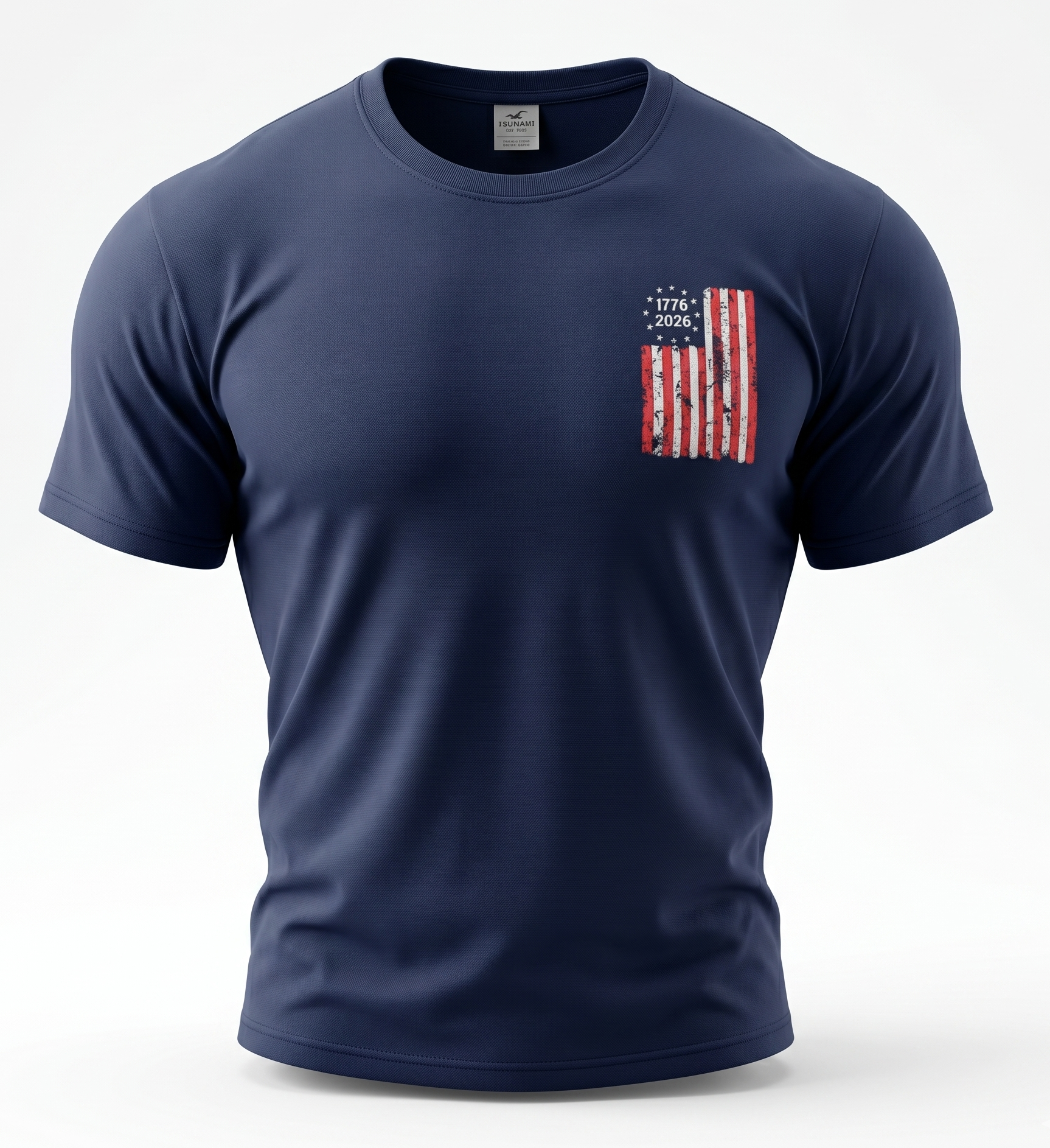 Navy Printed Solid AK T-Shirt Myrtle Beach , 1776 Flag -USA