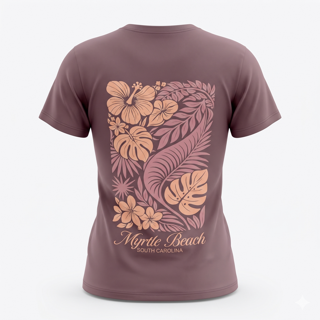 Purple Dove Printed Solid AK T-Shirt Myrtle Beach , Hibiscus-DECO