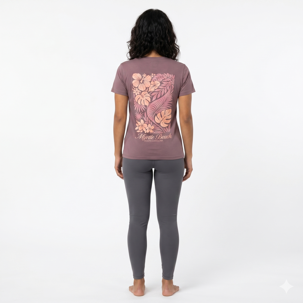 Purple Dove Printed Solid AK T-Shirt Myrtle Beach , Hibiscus-DECO