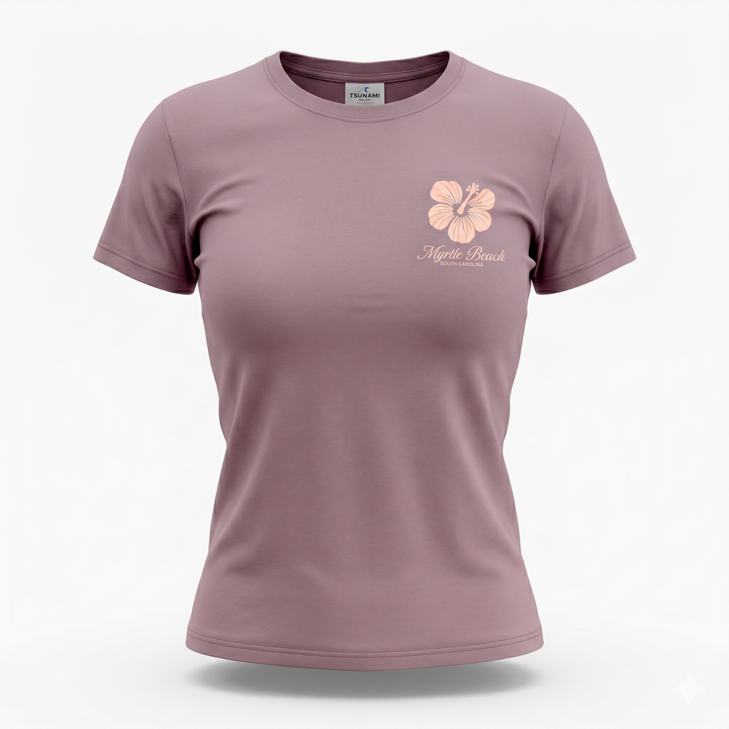 Purple Dove Printed Solid AK T-Shirt Myrtle Beach , Hibiscus-DECO