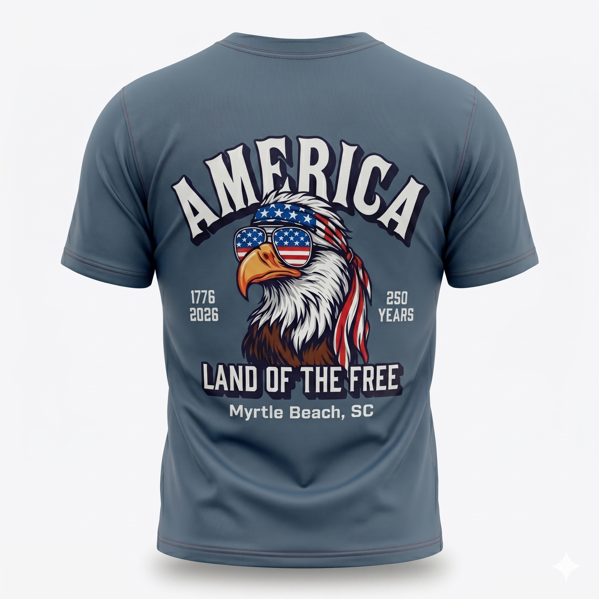 Slate Printed Solid AK T-Shirt Myrtle Beach , Sunglasses Eagle -USA