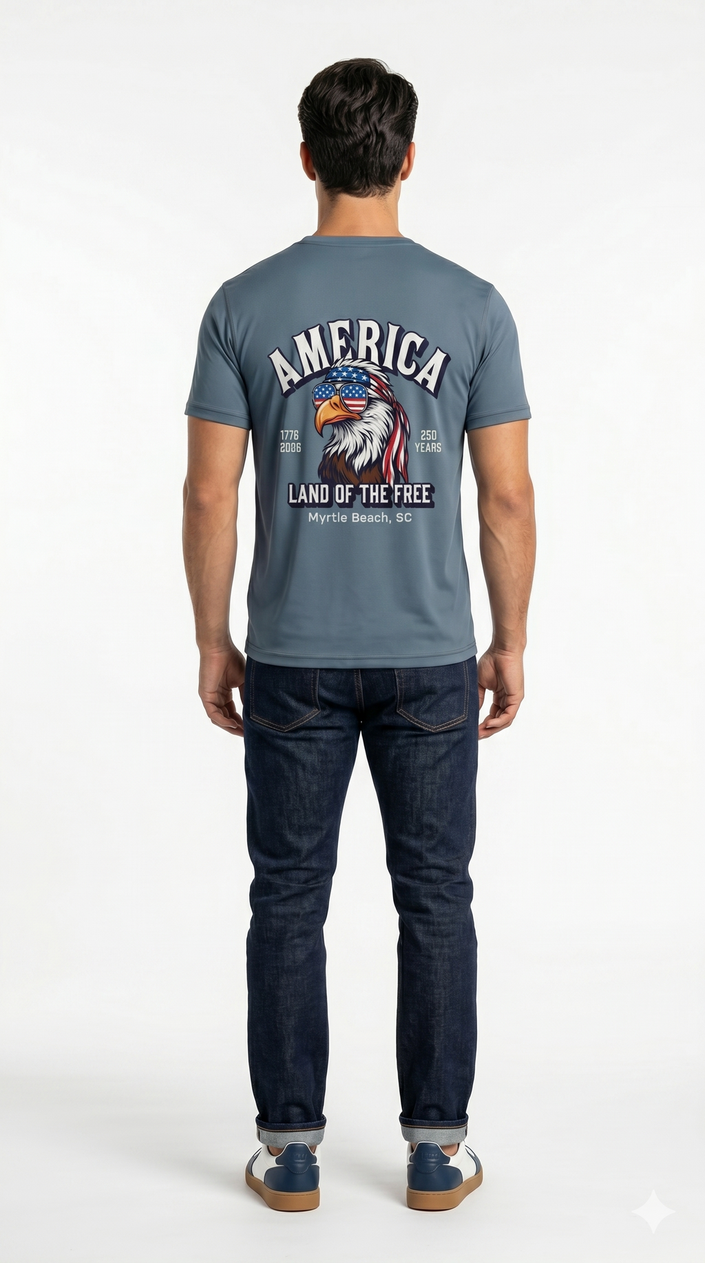 Slate Printed Solid AK T-Shirt Myrtle Beach , Sunglasses Eagle -USA