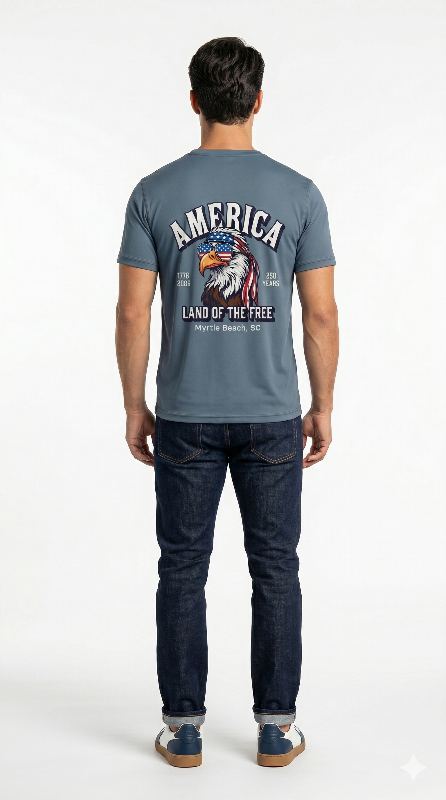 Slate Printed Solid AK T-Shirt Myrtle Beach , Sunglasses Eagle -USA