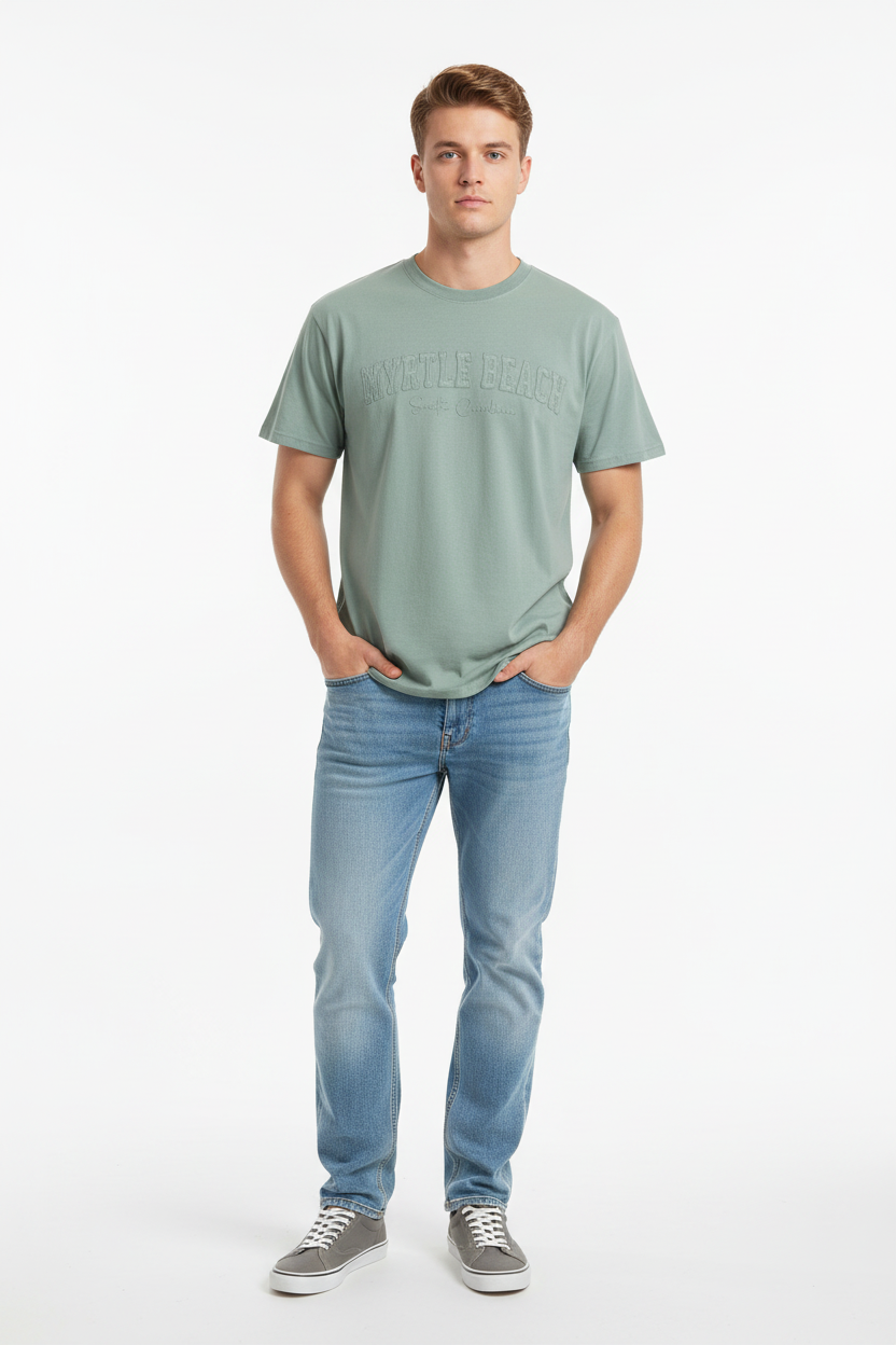 Sage Embroidery Garment Dye T-Shirt Myrtle Beach Applique