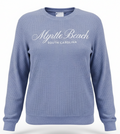 Blue Denim Corduroy Crewneck Sweatshirt Embroidery Front ,Myrtle Beach