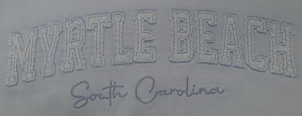 Sky Blue Embroidery Garment Dye T-Shirt Myrtle Beach Applique