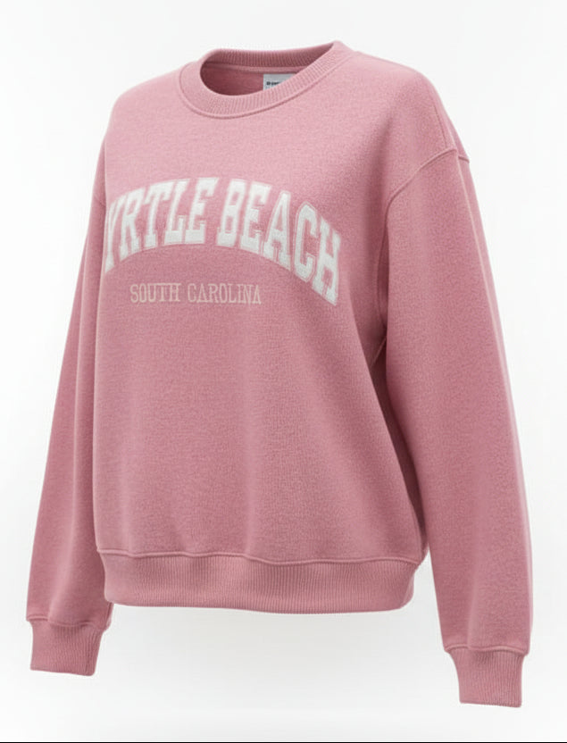 Ice Dusty Rose Nantucket crewneck Sweatshirt Embroidery , Myrtle Beach