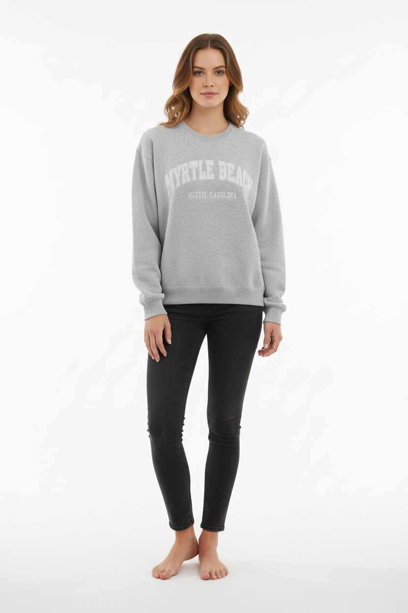 Ice Grey Nantucket crewneck Sweatshirt Embroidery , Myrtle Beach
