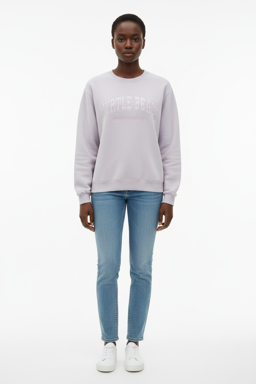 Ice Lavender Nantucket crewneck Sweatshirt Embroidery , Myrtle Beach