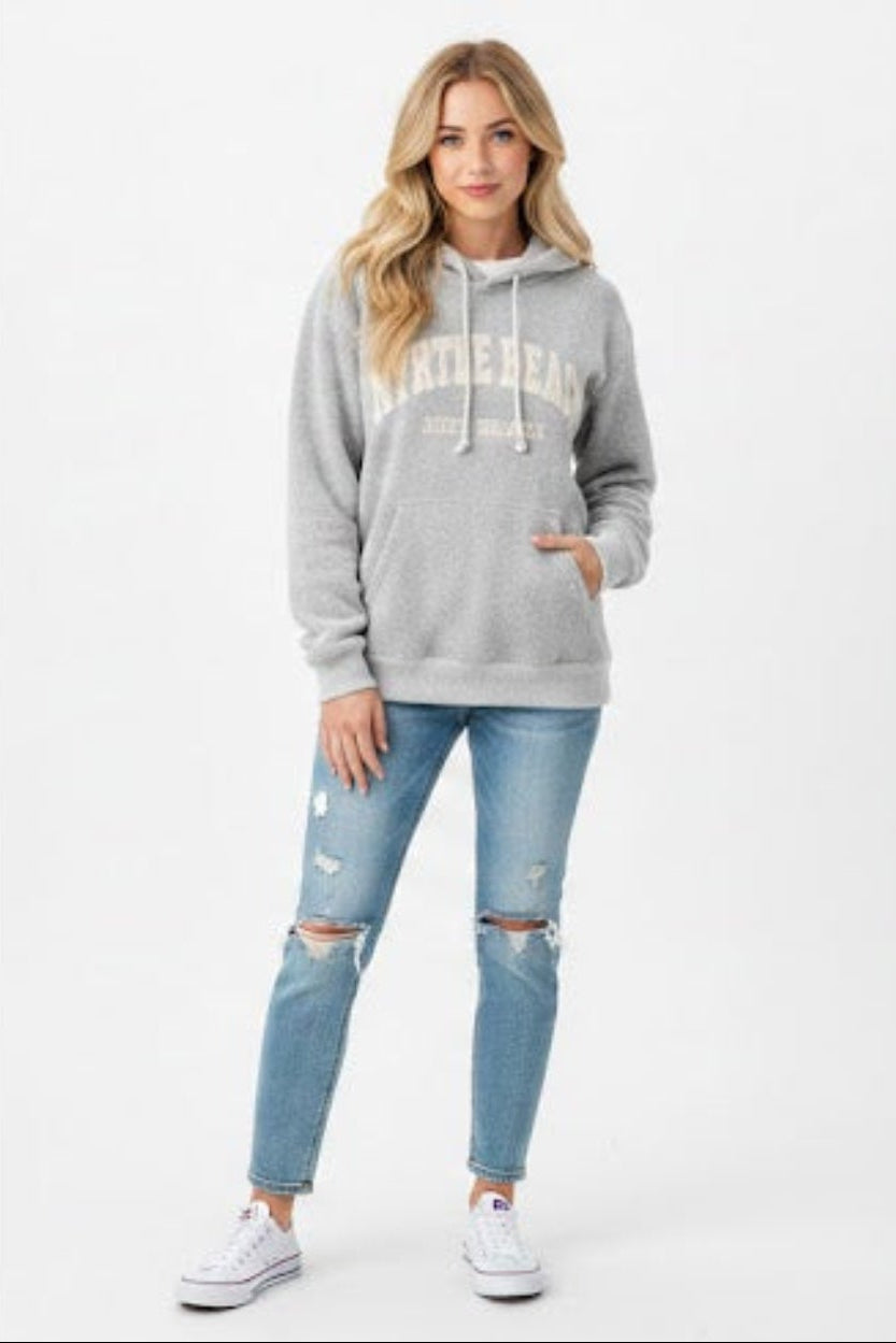 Ice Grey Embroidery Nantucket Hoodie Sweatshirt