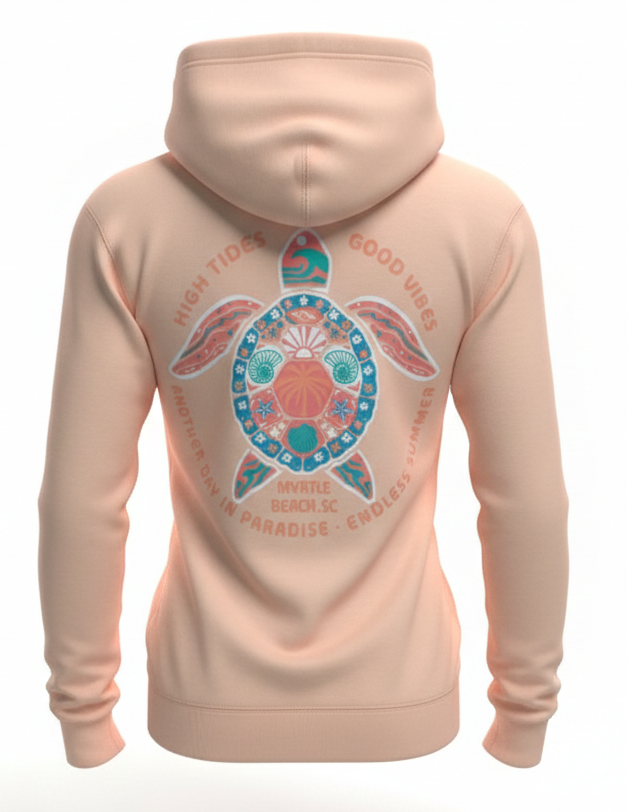 Apricot Hoodie Sweatshirt Puff Decal FB ,Myrtle Beach