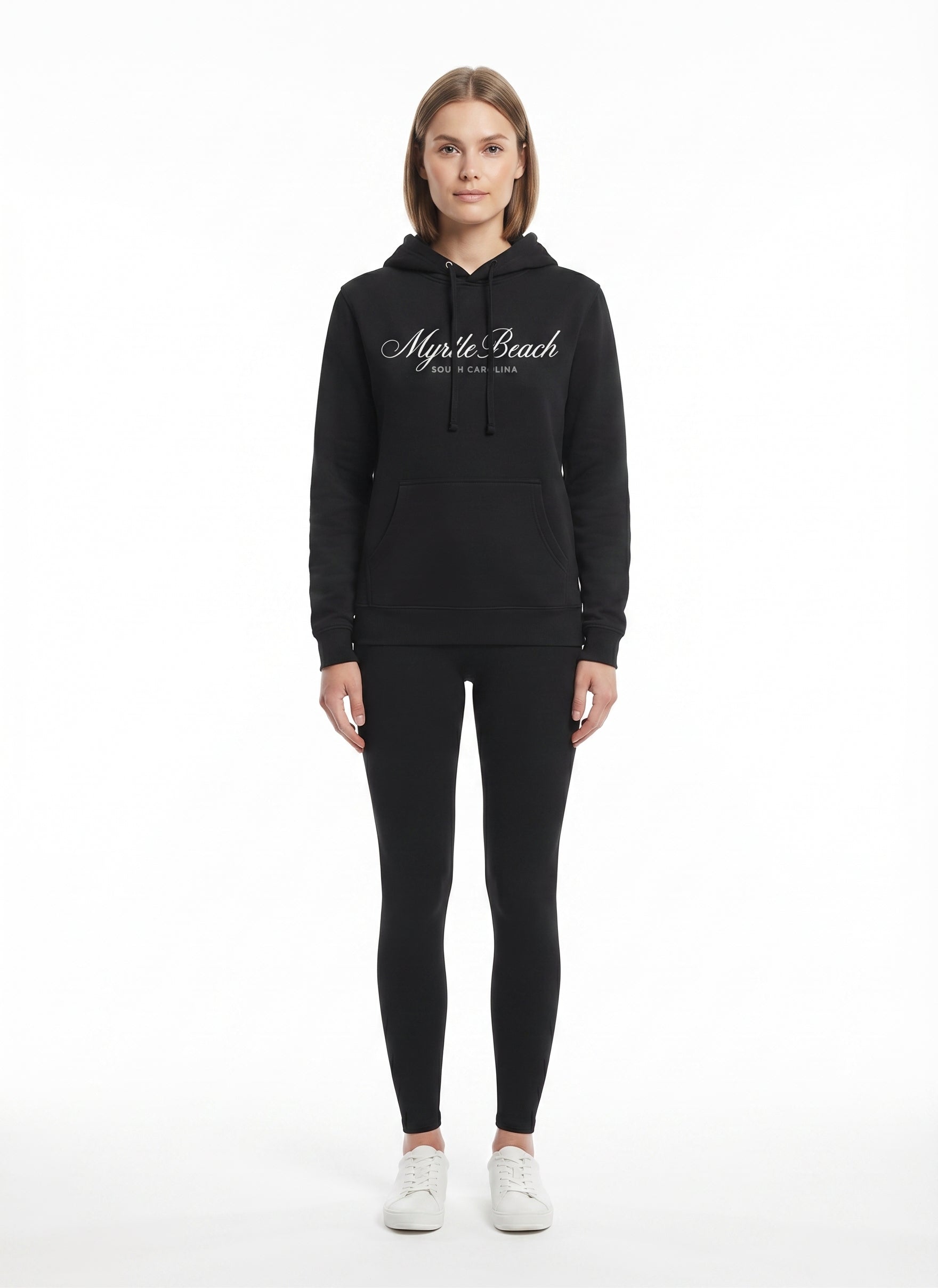 Black Scuba Hoodie Embroidery Tone On Tone Front ,Myrtle Beach