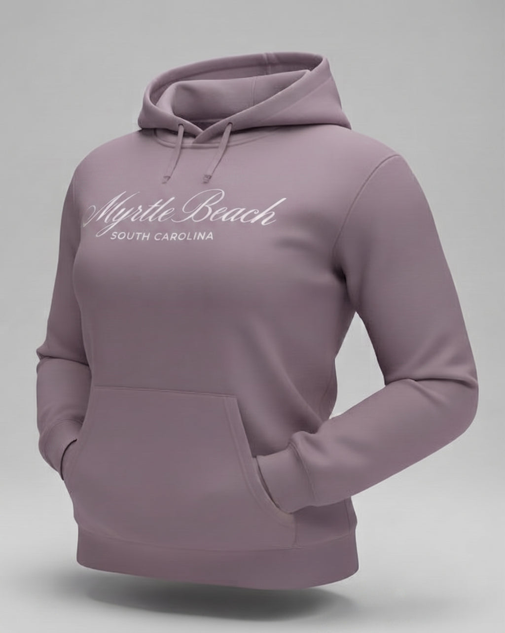Lilac Scuba Hoodie Embroidery Tone On Tone Front ,Myrtle Beach