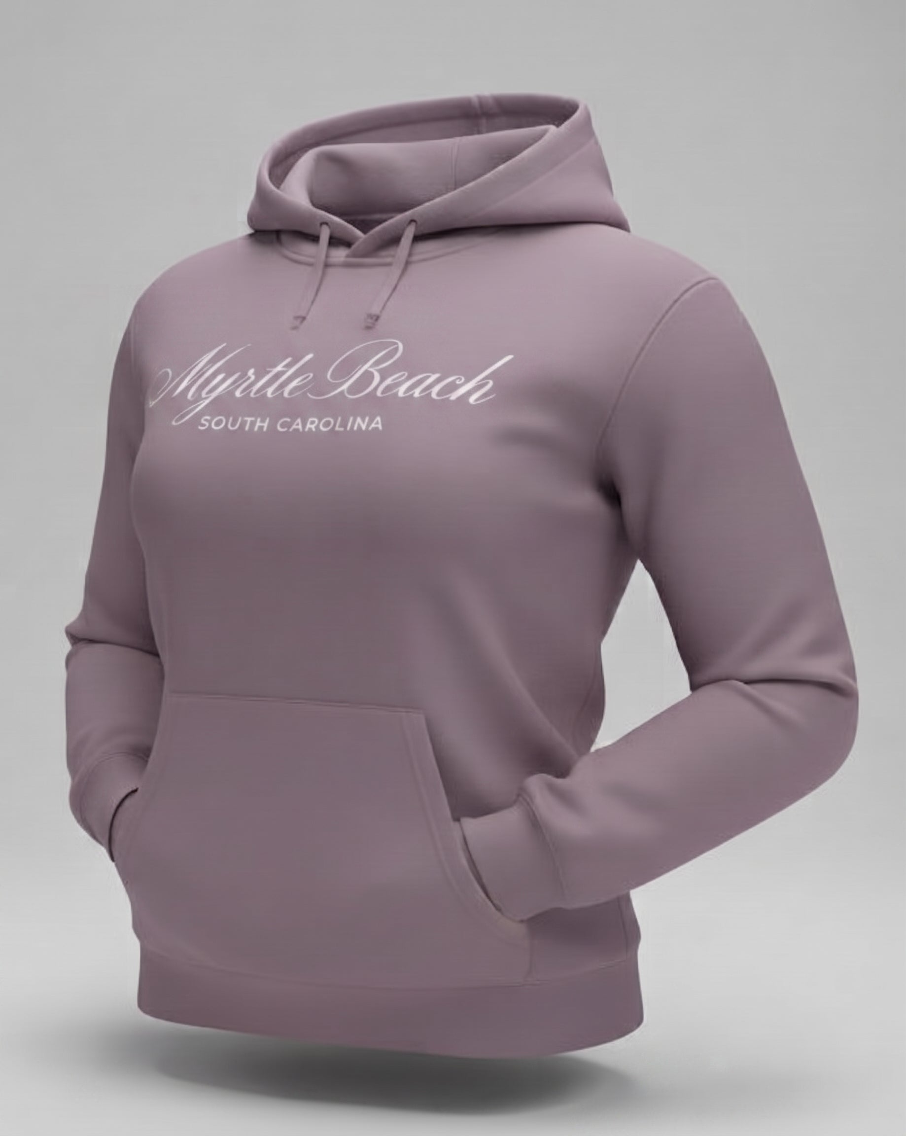 Lilac Scuba Hoodie Embroidery Tone On Tone Front ,Myrtle Beach
