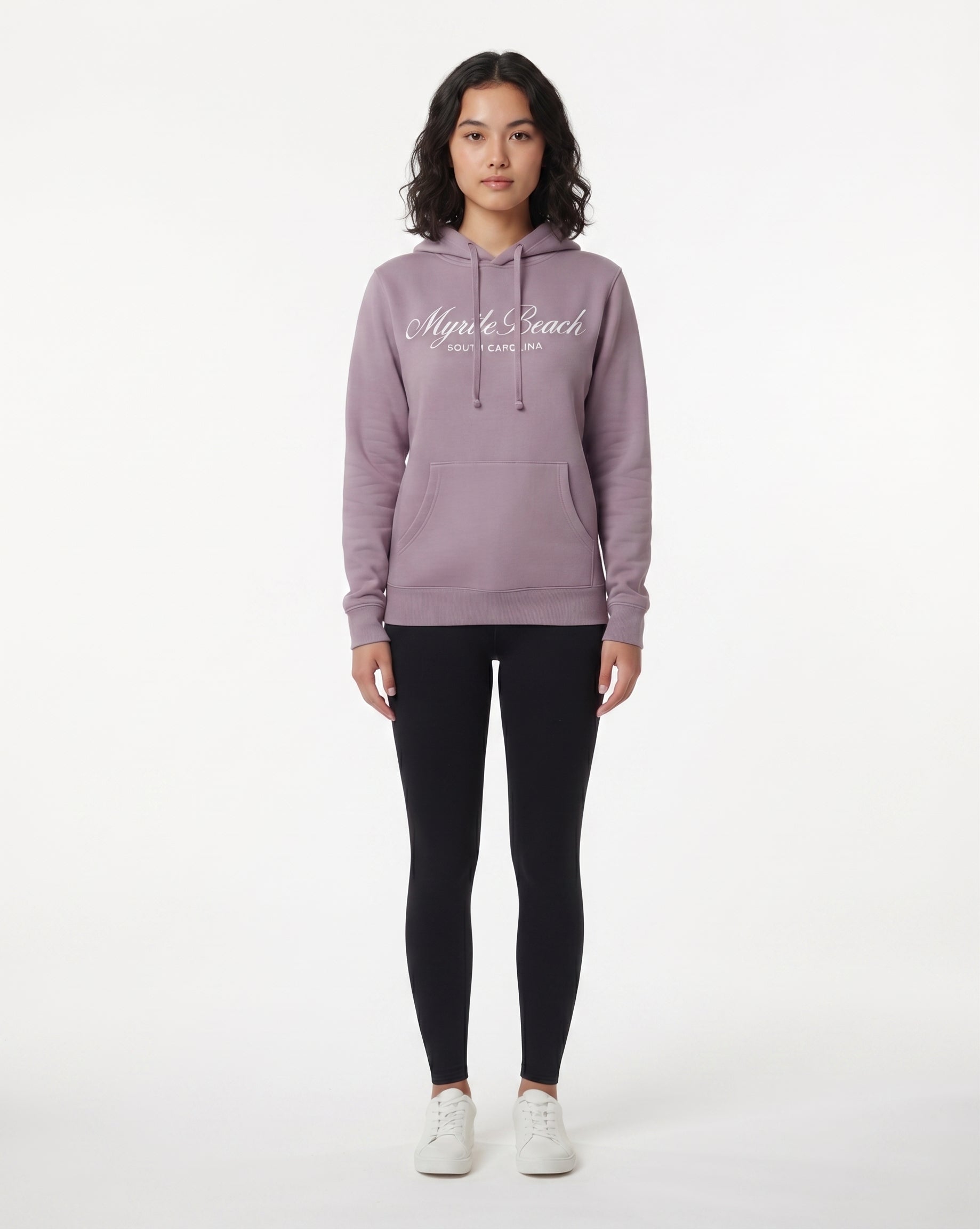 Lilac Scuba Hoodie Embroidery Tone On Tone Front ,Myrtle Beach