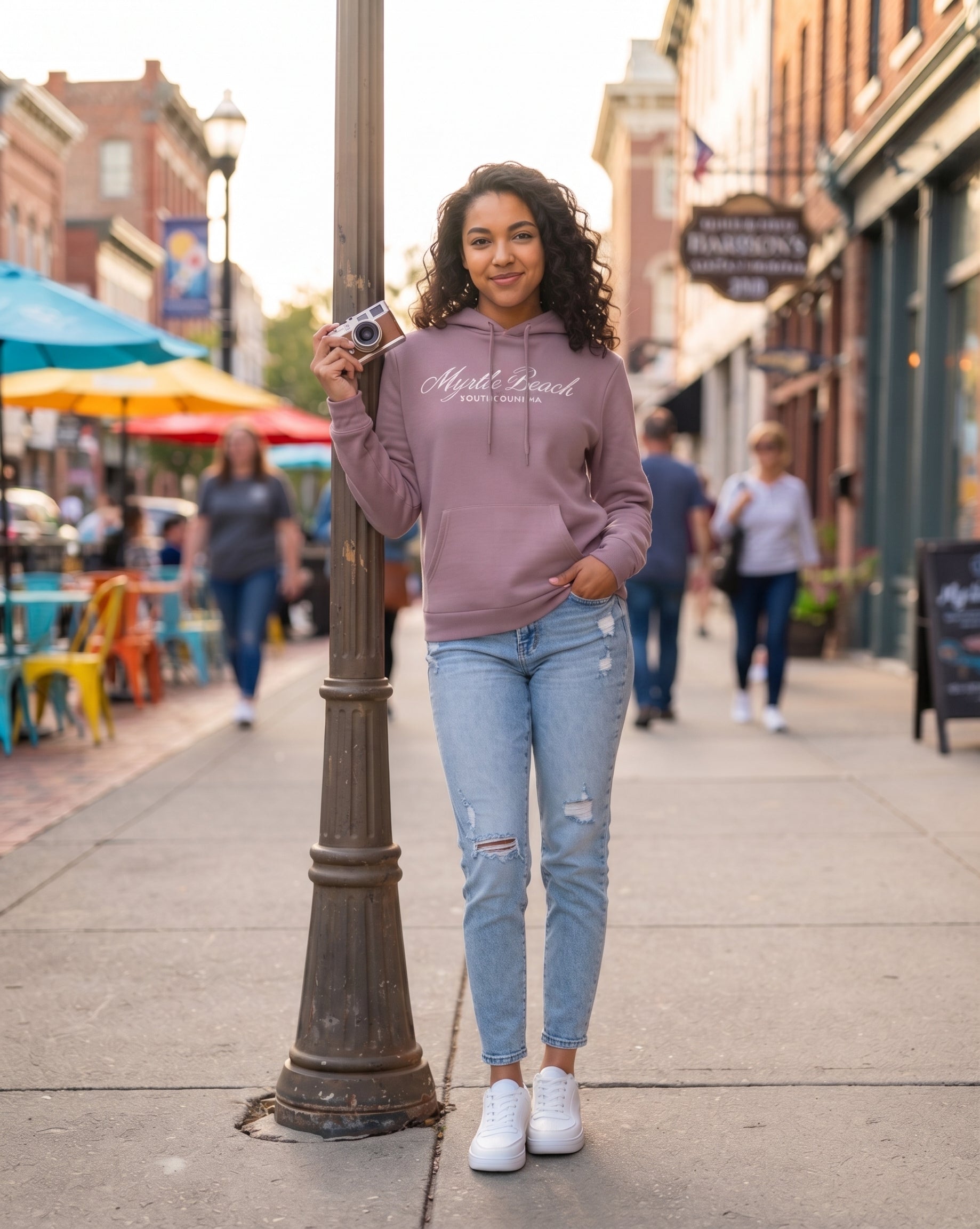 Lilac Scuba Hoodie Embroidery Tone On Tone Front ,Myrtle Beach