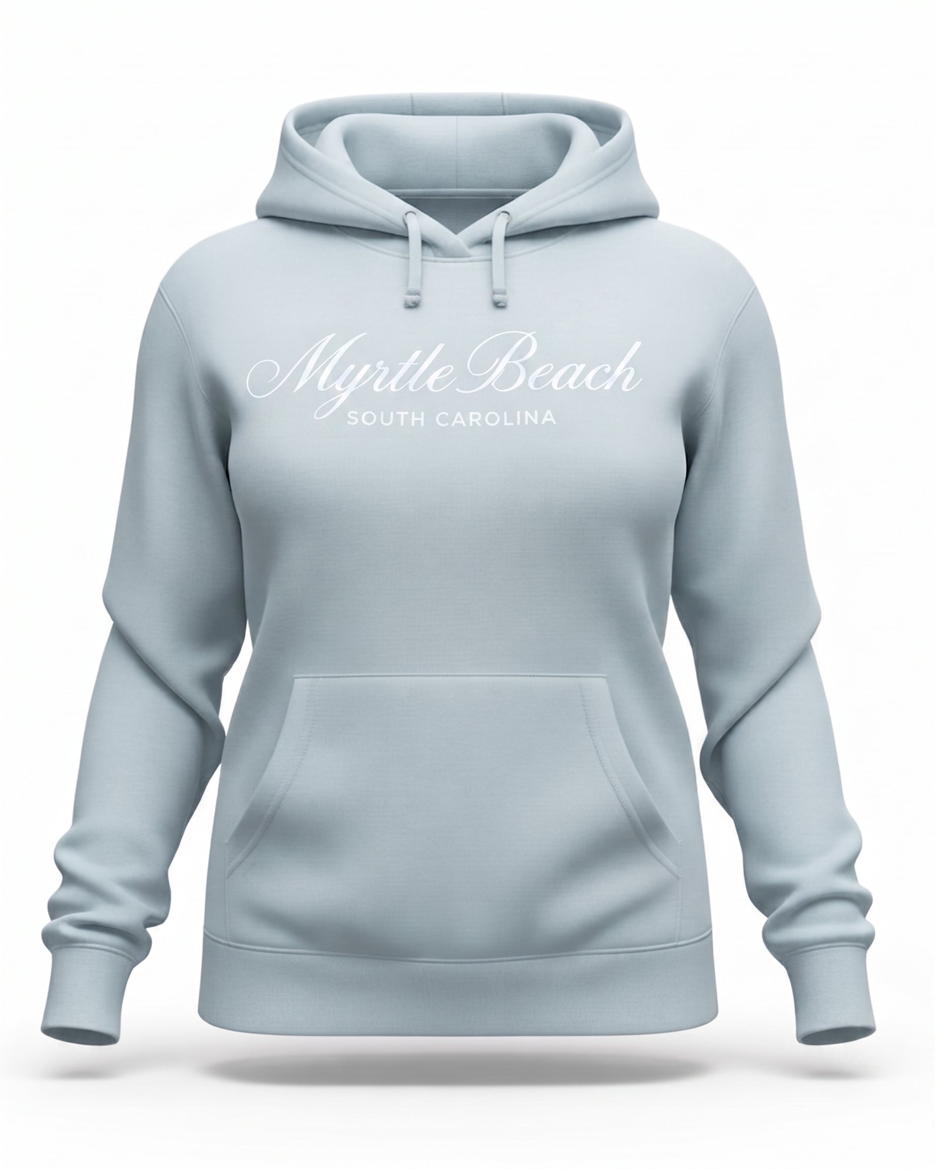 Light Blue Scuba Hoodie Embroidery Tone On Tone Front ,Myrtle Beach