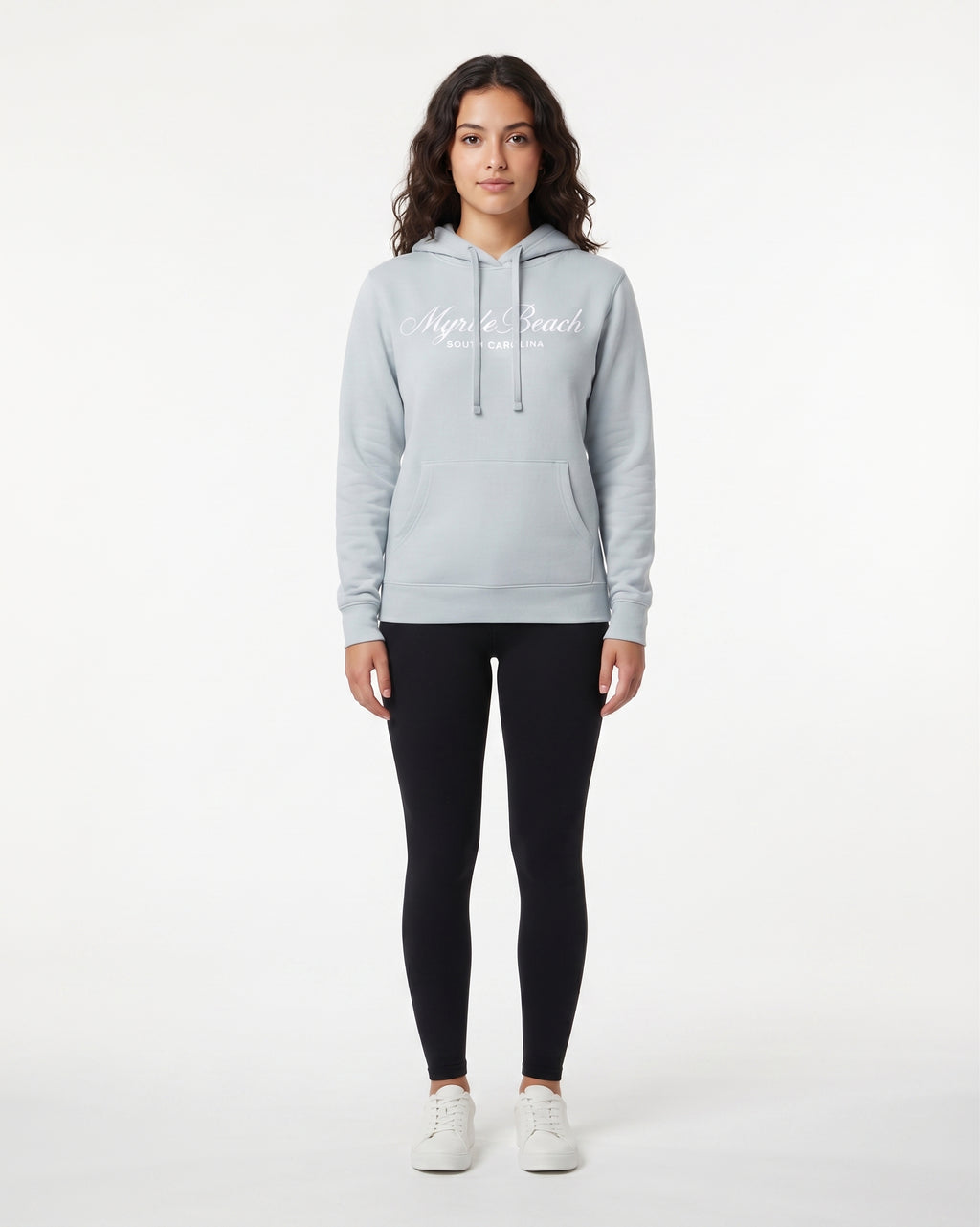 Light Blue Scuba Hoodie Embroidery Tone On Tone Front ,Myrtle Beach