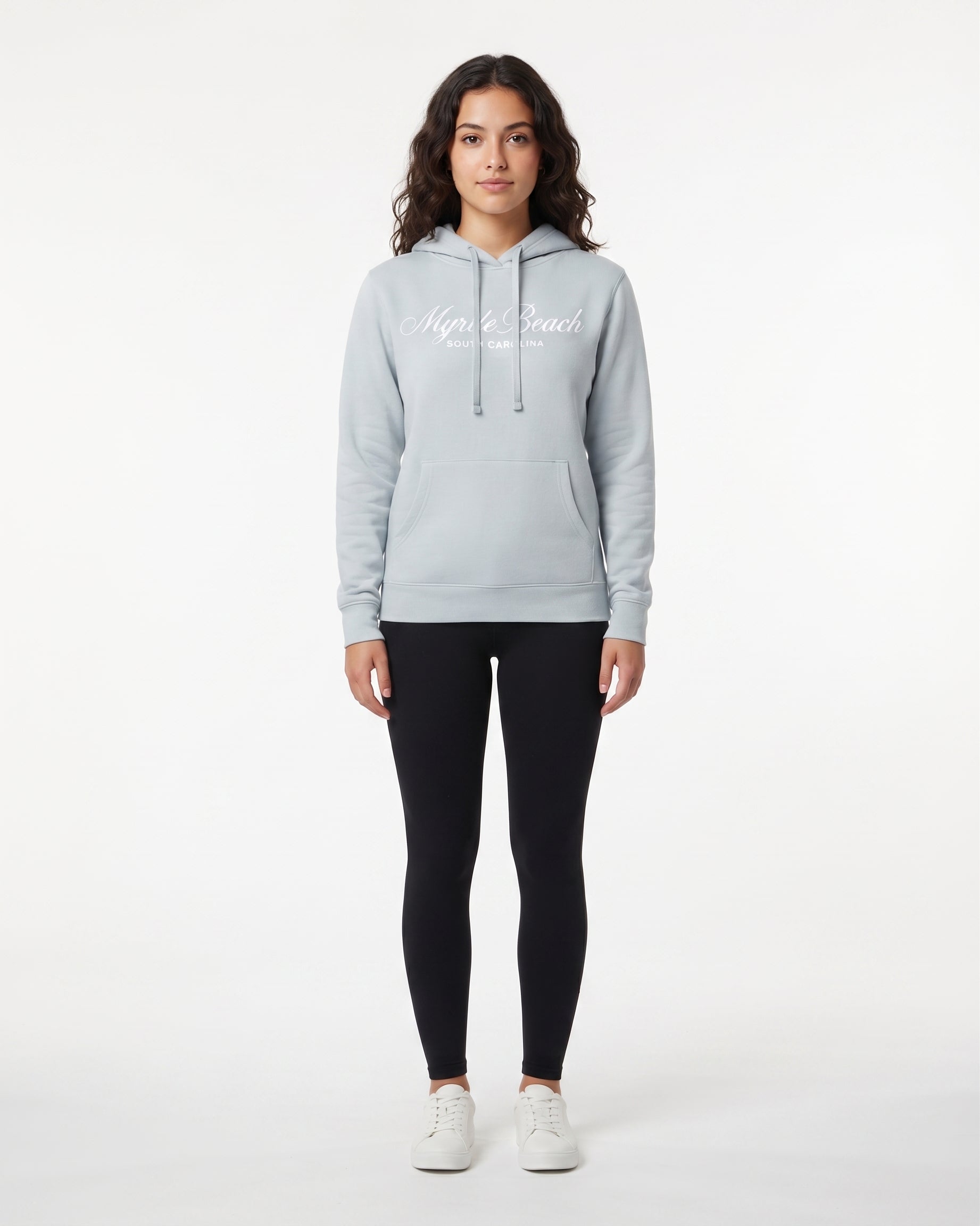 Light Blue Scuba Hoodie Embroidery Tone On Tone Front ,Myrtle Beach