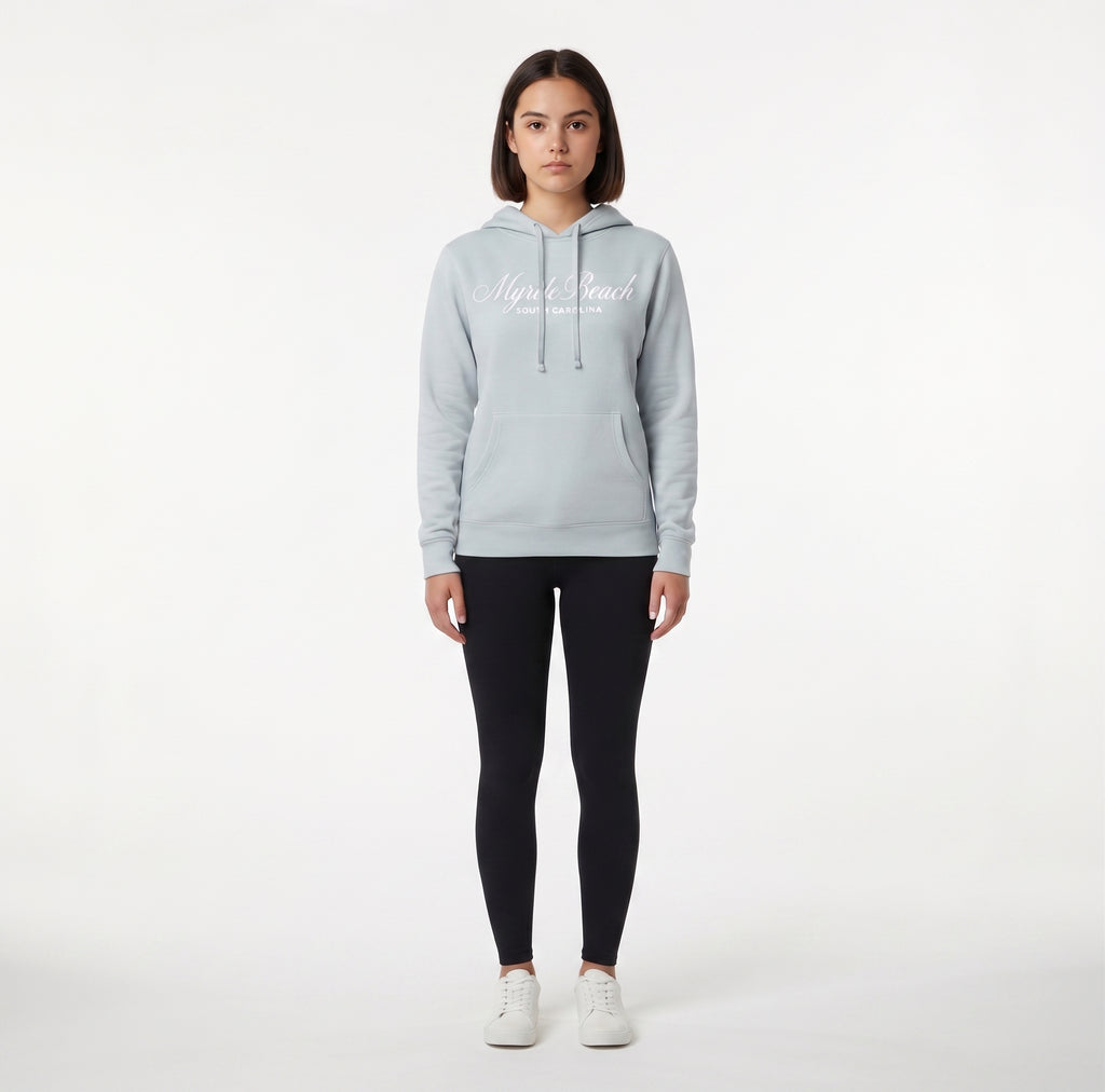 Sage Scuba Hoodie Embroidery Tone On Tone Front ,Myrtle Beach