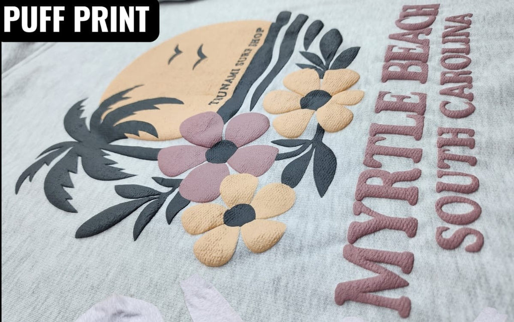 Ash Hoodie Sweatshirt Puff Decal FB ,Myrtle Beach
