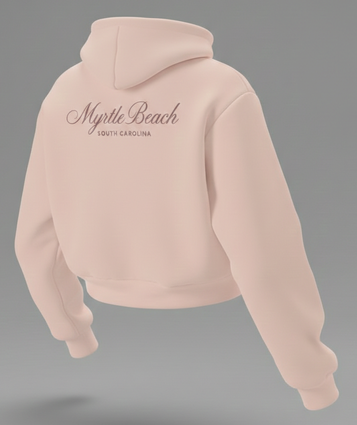 Blush Scuba Hoodie Crop Top Quarter Zip SP FB ,Myrtle Beach