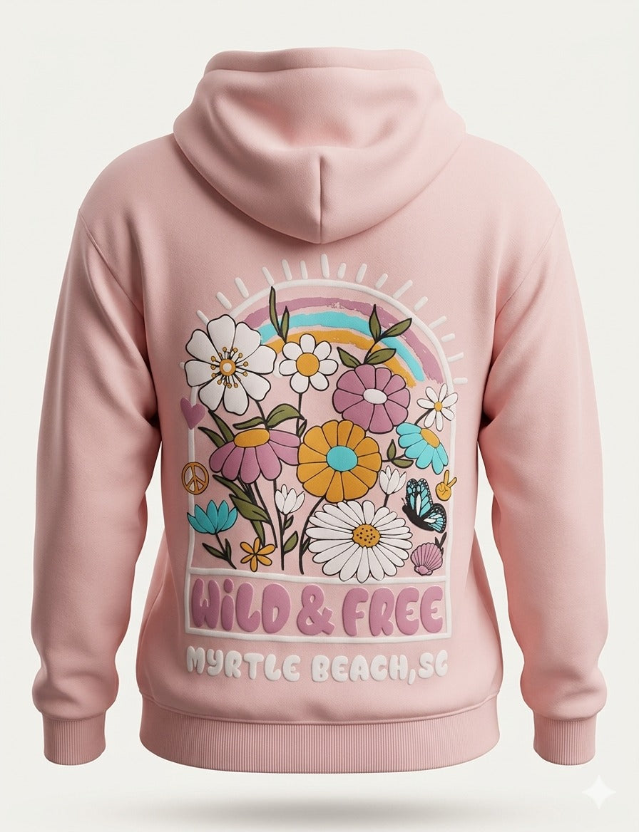 Blush Hoodie Sweatshirt Puff Decal FB ,Myrtle Beach
