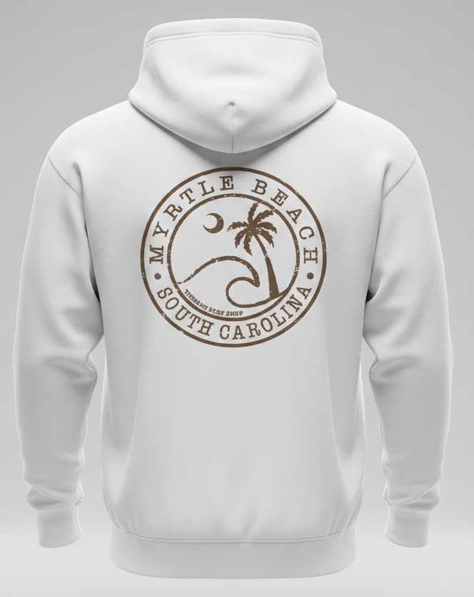Cream Adult Pullover Hoodie print Myrtle Beach , Wave
