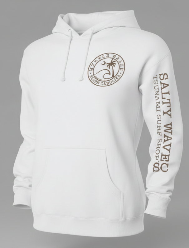 Cream Adult Pullover Hoodie print Myrtle Beach , Wave