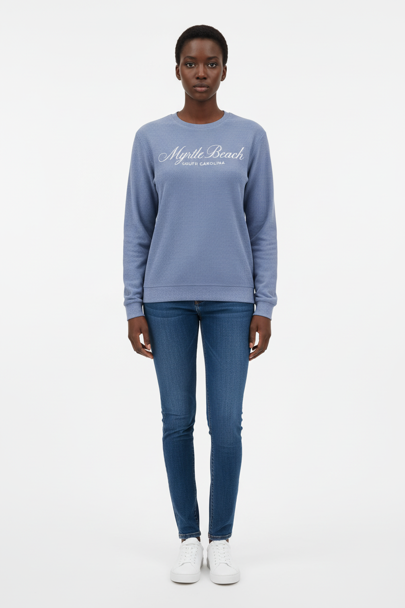 Denim Corduroy Sweatshirt - Front View