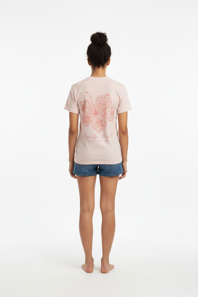 Blush Pink Printed T-Shirt Myrtle Beach ,Flower