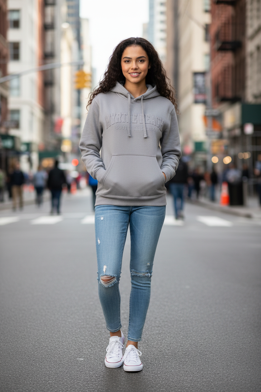 Gray hoodie natural street lifestyle
