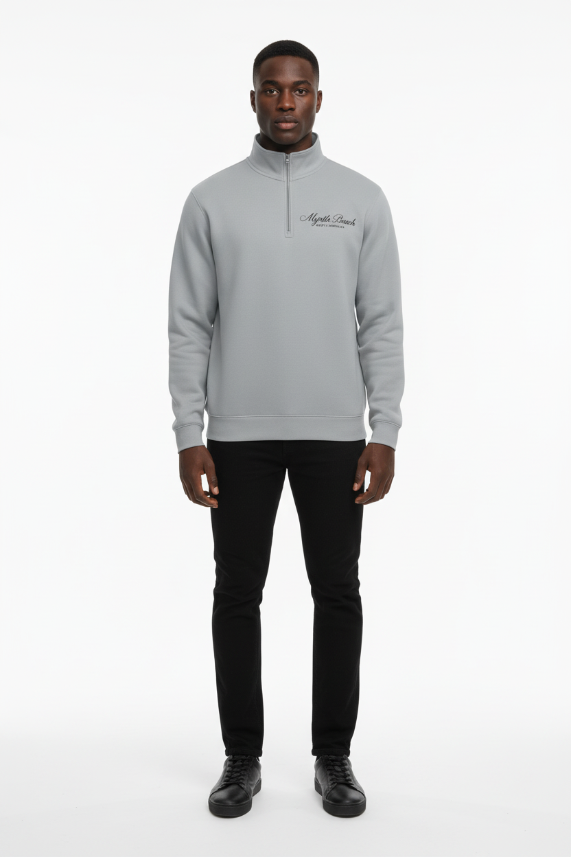 Light Gray Quarter-Zip Pullover - Front View