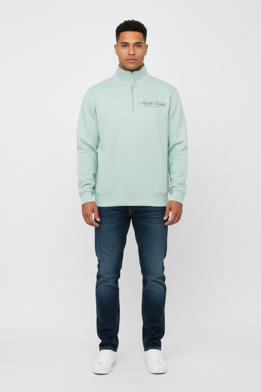 Light Sage Quarter-Zip Pullover - Front View