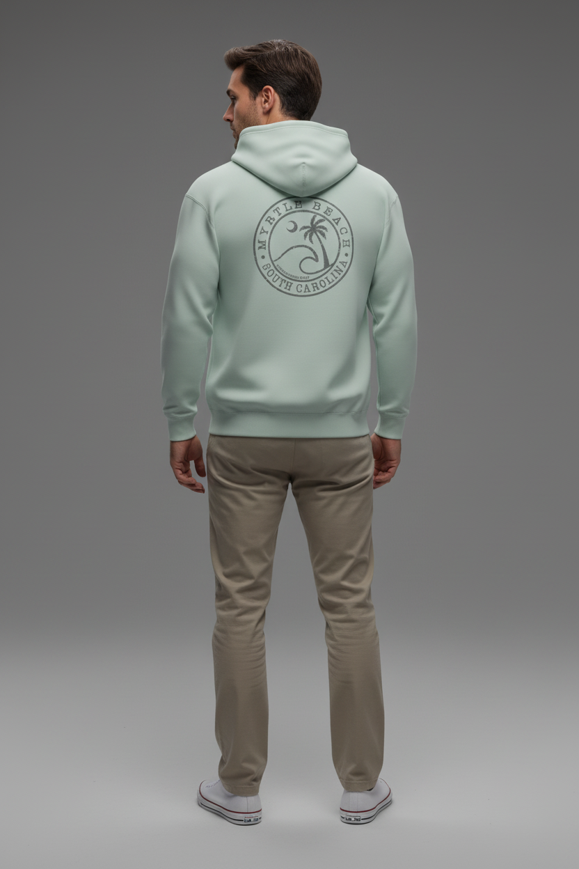 Light Green Adult Pullover Hoodie print Myrtle Beach , Wave