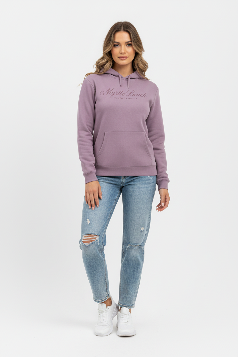 Lilac hoodie full-length female model