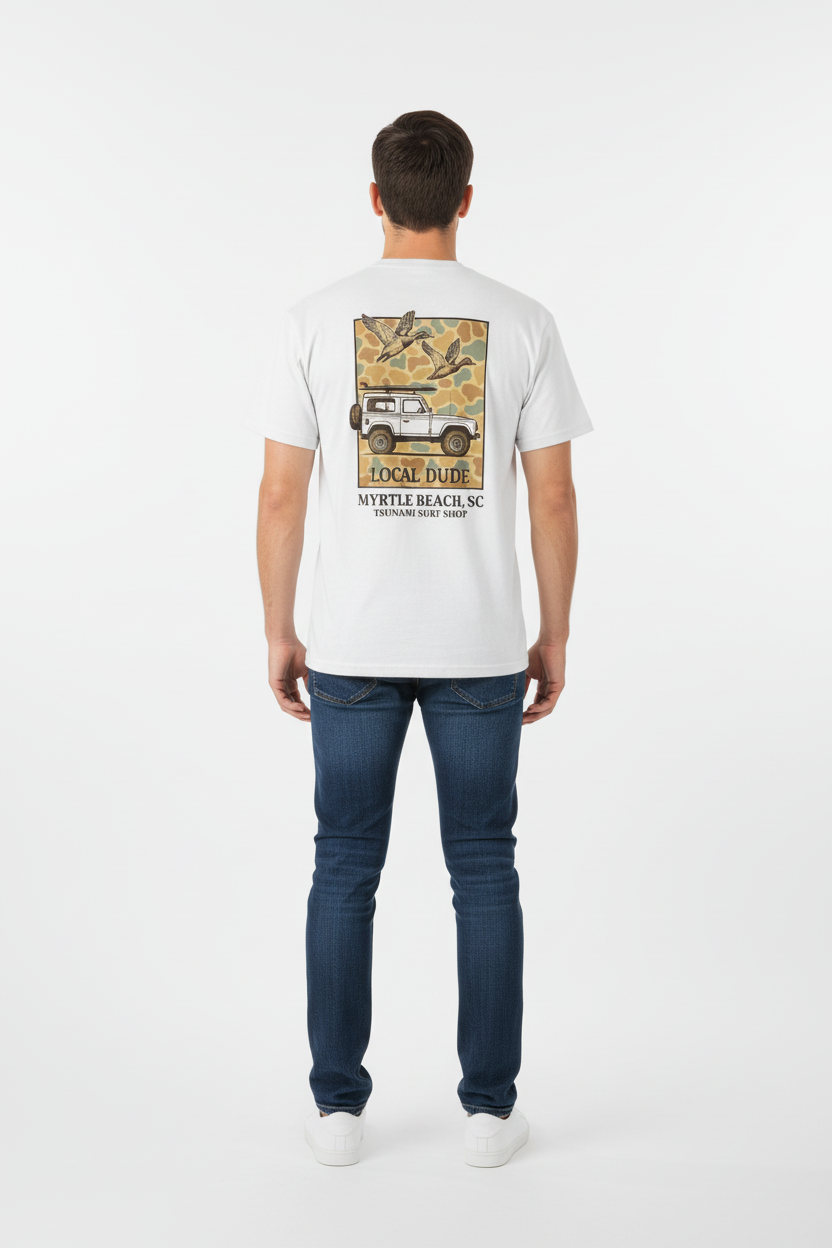 Cream Printed T-Shirt Myrtle Beach , Jeep