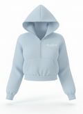 Light Blue Scuba Hoodie Crop Top Quarter Zip SP FB ,Myrtle Beach