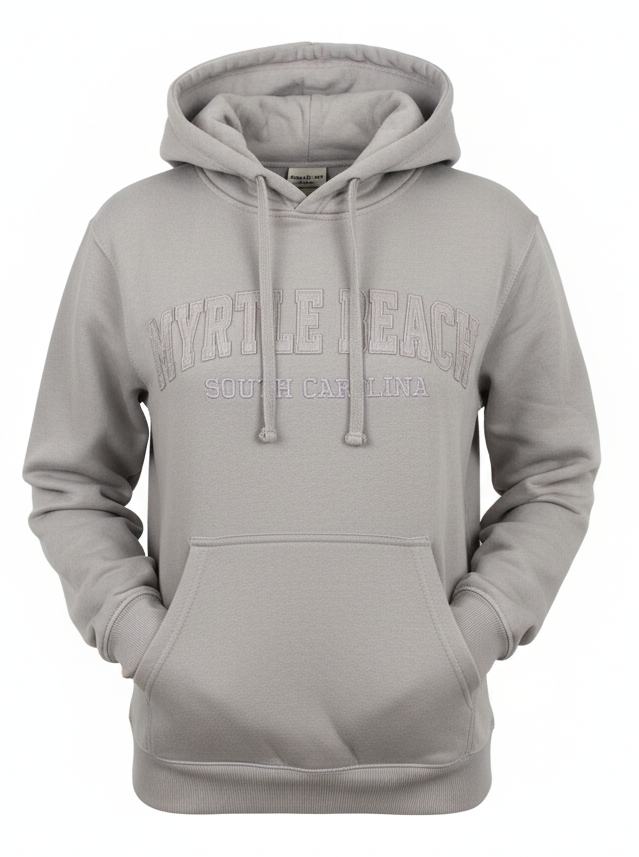 Myrtle Beach gray hoodie ghost mannequin