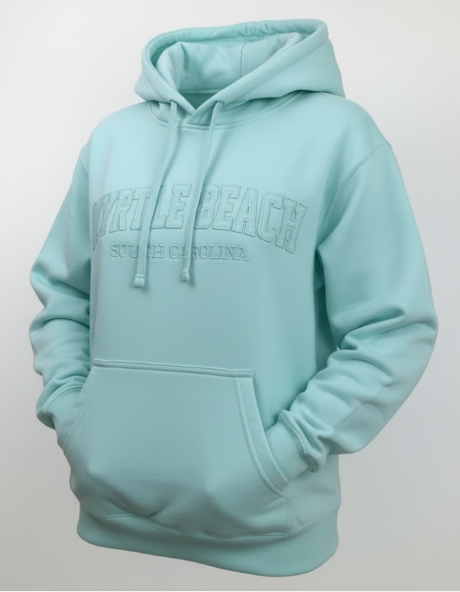 Pastel Green Embroidery Burnout Pullover Hoodie Myrtle Beach
